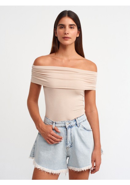 30919 Omuzları Açık Top-Bej