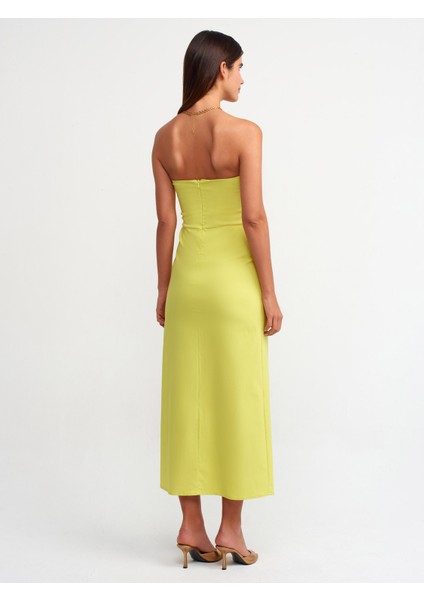 90758 Straplez Elbise-Lime fiyatları