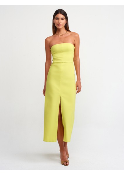 90758 Straplez Elbise-Lime modelleri