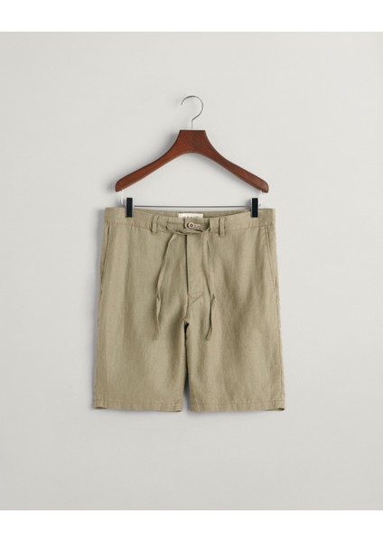 Erkek Kahverengi Relaxed Fit Keten Şort 205073.203