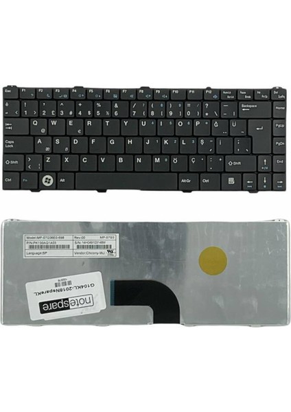 Grundig ile Uyumlu Gnb 1445 A4 P6, Gnb 1455 A1 I3, Gnb 1465 A1 I3 Notebook Klavye Siyah Tr