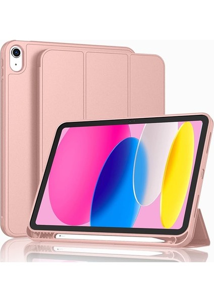 Apple iPad 10.Nesil 10.9  Kalem Şarjına Uygun Kalem Bölmeli Uyku Modlu Stromix Standlı Kapaklı Kılıf A2696 A2757 A2777 A3162