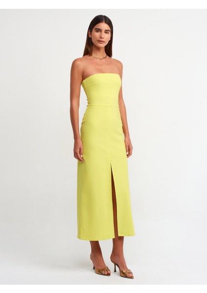 90758 Straplez Elbise-Lime