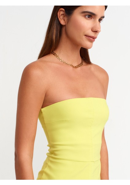 90758 Straplez Elbise-Lime fırsatları