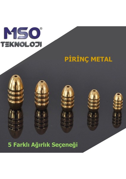 MSO Teknoloji Olta Balıkçılık Pirinç Metal Mermi Tip Ağırlık Kurşun