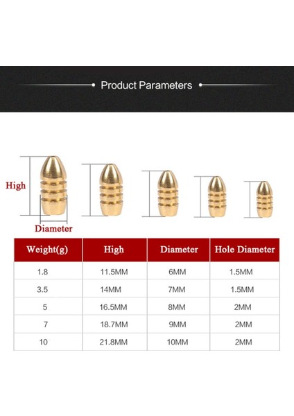 MSO Teknoloji Olta Balıkçılık Pirinç Metal Mermi Tip Ağırlık Kurşun