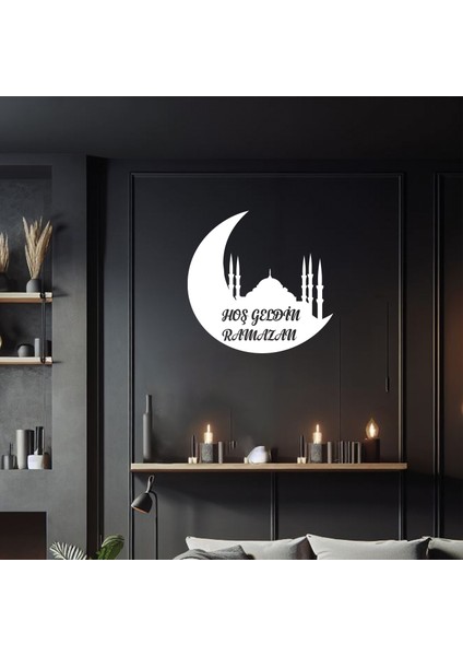 Hoşgeldin Ramazan Temalı Ahşap Duvar Dekorasyonu - Kolay Montaj- 35X36 cm fiyatları