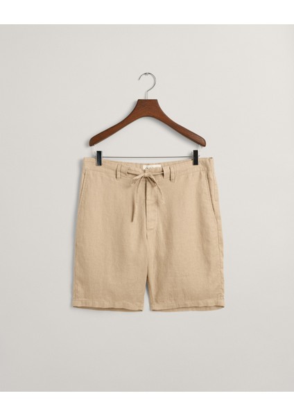 Erkek Bej Relaxed Fit Keten Şort 205073.277