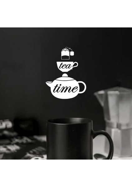 Tea Time Çay Zamanı Figürlü Ahşap Mutfak Duvar Dekorasyonu