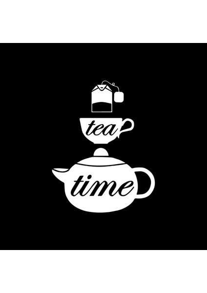 Tea Time Çay Zamanı Figürlü Ahşap Mutfak Duvar Dekorasyonu