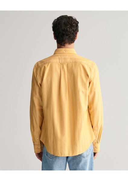 Erkek Sarı Regular Fit Düğmeli Yaka Çizgili Oxford Gömlek 3240056.779 modelleri