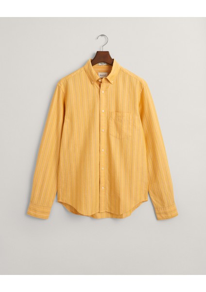 Erkek Sarı Regular Fit Düğmeli Yaka Çizgili Oxford Gömlek 3240056.779 fırsatları