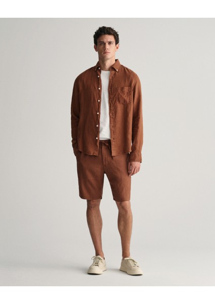 Erkek Kahverengi Relaxed Fit Keten Şort 205073.278 fiyatları