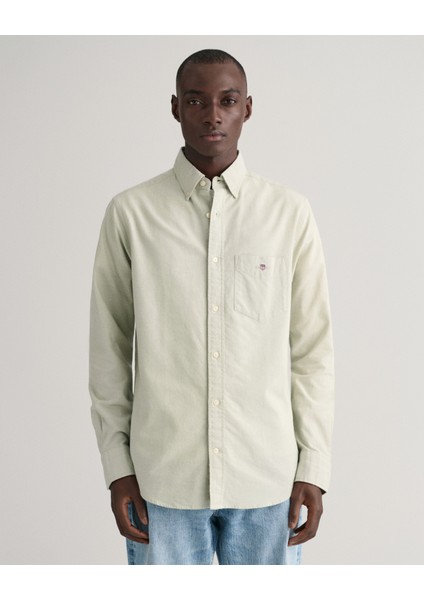 Erkek Yeşil Regular Fit Düğmeli Yaka Oxford Gömlek 3000200.345