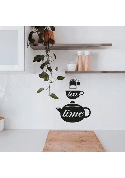 Tea Time Çay Zamanı Figürlü Ahşap Mutfak Duvar Dekorasyonu