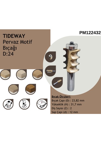 Pervaz Motif Freze Bıçağı D:24 S:12