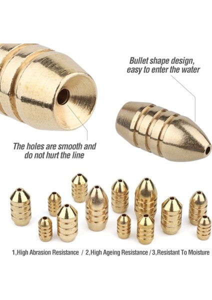 MSO Teknoloji Olta Balıkçılık Pirinç Metal Mermi Tip Ağırlık Kurşun