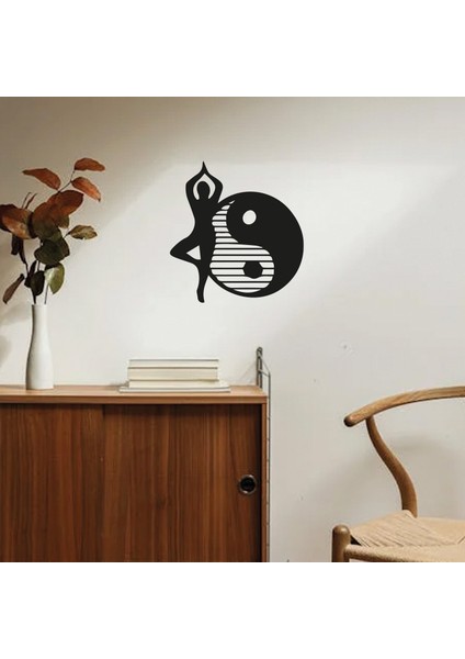 Yoga Temalı Duvar Dekoru - 35X35 cm - Çift Taraflı Bant ile Kolay Montaj