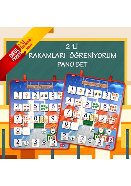 LISINYA247 2 Set - 88 Parça Rakamları Öğreniyorum Keçe Duvar Panoları , Eğitici Oyuncak