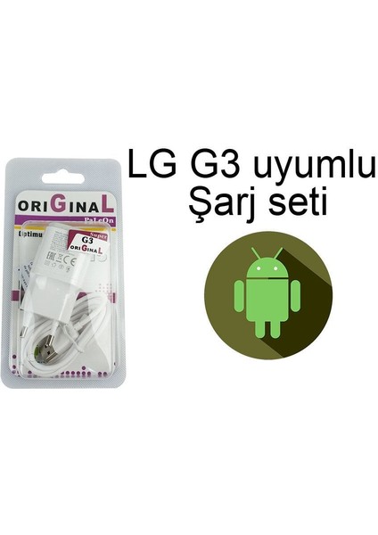 Lg G3 Uyumlu Data USB Şarj Kablosu ve Adaptörü