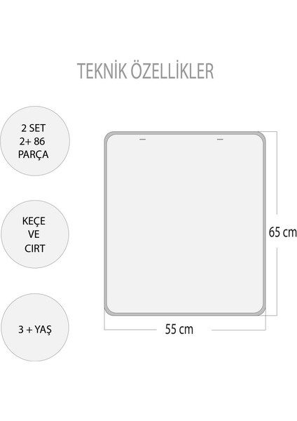 LISINYA247 2 Set - 86 Parça Ingilizce Takvimi Öğreniyorum (2023) Keçe Duvar Panoları , Eğitici Oyuncak