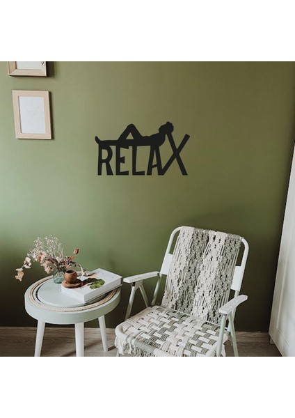 Relax Yazılı Ahşap Duvar Dekoru - 20X35 cm - Çift Taraflı Bant ile Kolay Montaj