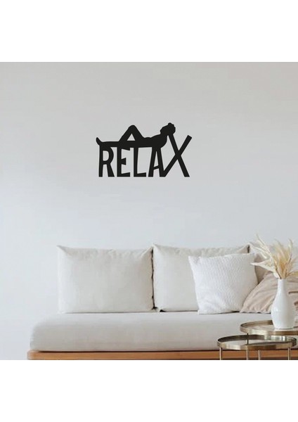 Relax Yazılı Ahşap Duvar Dekoru - 20X35 cm - Çift Taraflı Bant ile Kolay Montaj