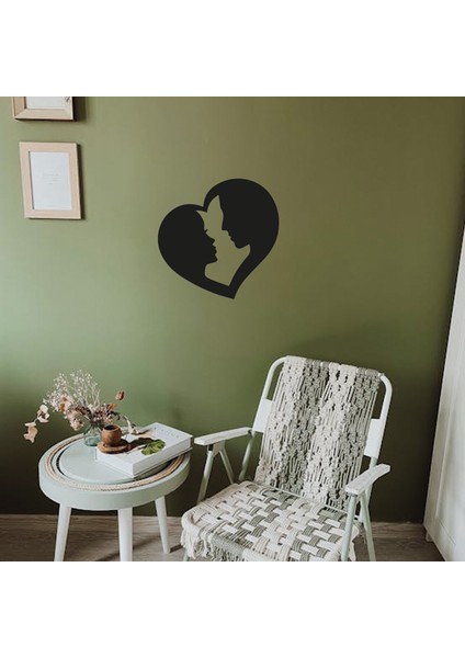 Kalp Içinde Çift Romantik Ahşap Duvar Dekoru - 3 mm Mdf - 35X35 cm fiyatları