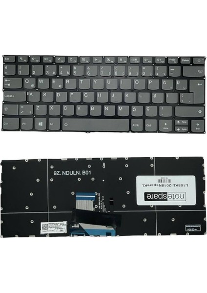 Lenovo ile Uyumlu Ideapad 720S-14IKB 81BD002ATX Notebook Klavye Işıklı Füme Tr