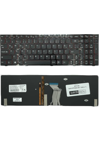 Lenovo ile Uyumlu Ideapad Y510P 59-380590, Y510P 59-407130 Notebook Klavye Işıklı Siyah Tr