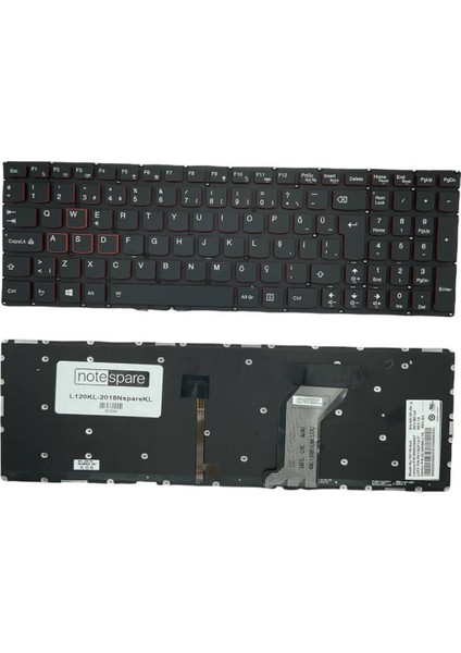 Lenovo ile Uyumlu Ideapad 700-15ISK 80RU00RXTX Notebook Klavye Işıklı Siyah Tr