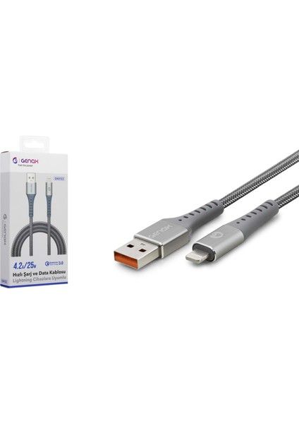 GNX122 Lıghtnıng To USB Hasır Kablo 3.4A