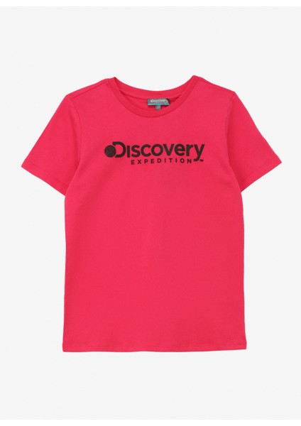 Pembe Kız Çocuk Bisiklet Yaka Baskılı T-Shirt Rogers Gırl