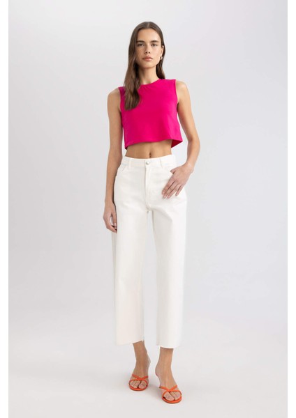 Culotte Gabardin Pantolon Yüksek Bel Basic Düz Cepli Geniş Bol Paça C7535AX24SM