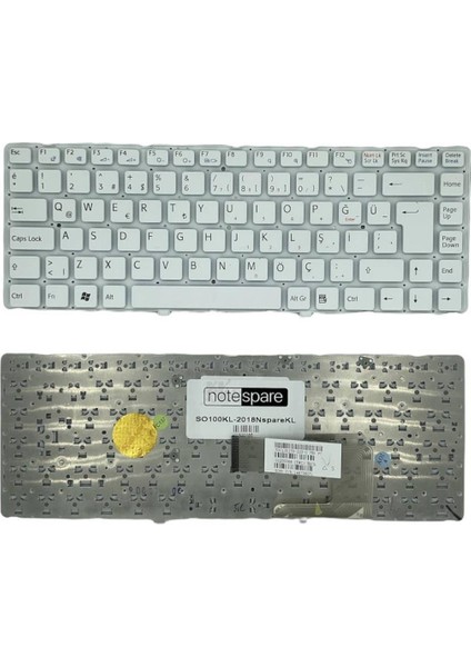 Sony ile Uyumlu Vaio VGN-NW25GF/P, VGNNW25GF/S, VGN-NW25GF/S, VGN-NW25GF/T Notebook Klavye Beyaz Tr
