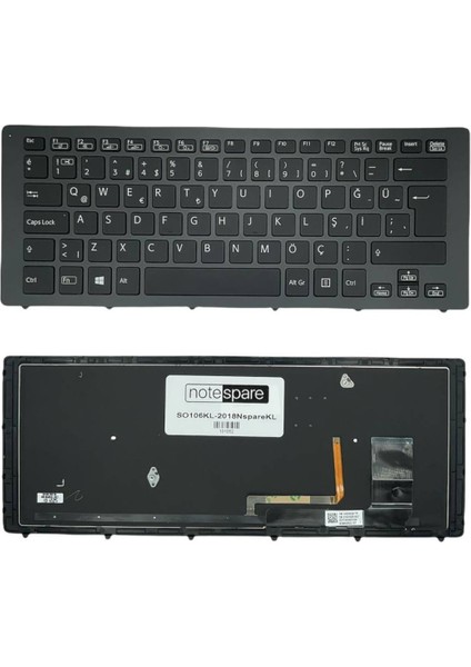 Sony ile Uyumlu Vaio SVF15N18PXB, SVF15N190X, SVF15N1A4E Notebook Klavye Işıklı Siyah Tr