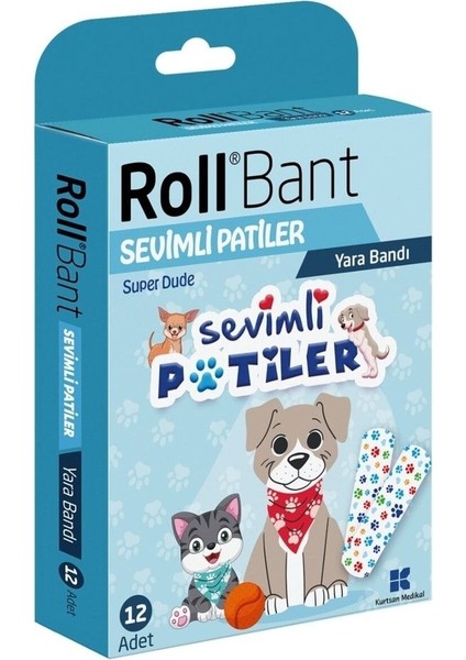 Bant Sevimli Patiler Yara Bandı Çocuk 12 Adet 2 Kutu