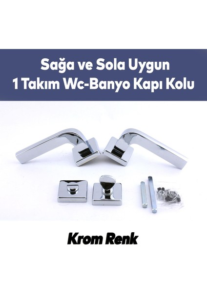 Tog Krom Renk Wc Banyo Kapı Kolu Kare Rozetli Kapı Kolları Sağa ve Sola Uygun Kulpu fırsatları