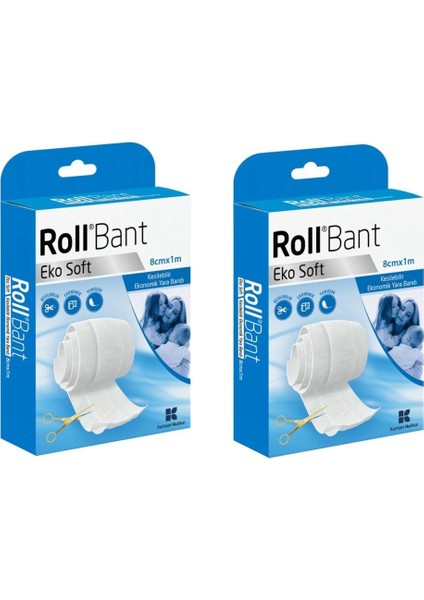 Bant Eko Soft Yara Bandı Kesilebilir 8 cm x 1 mt 2 Kutu