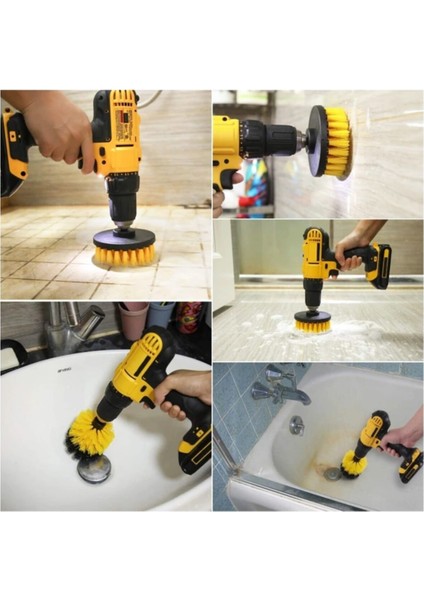 Matkap Için Pimli Temizlik Fırça Seti Banyo Mutfak Oto Jant Koltuk Halı Fayans Temizleme Fırça Kiti