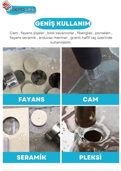 65MM Mermer Granit Fayans Cam Yuvarlak Delme Panç Elmas Uç Yuvarlak Açma Matkap Için Karot