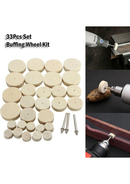 Polisaj Cila Parlatma Keçesi Yün Keçe Dremel Matkap Ucu 13MM ve 25MM Toplam 33 Lü Set