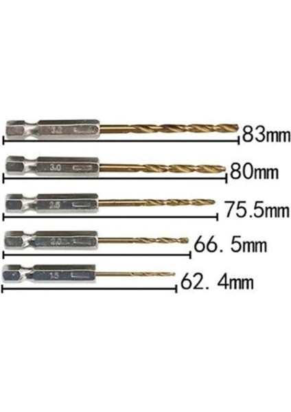 Altıgen 1/4 Hex Bit Uzatma Adaptörü 5li Titanyum Matkap Ucu Seti Köşe Delme Vidalama Aparatı Altıgen
