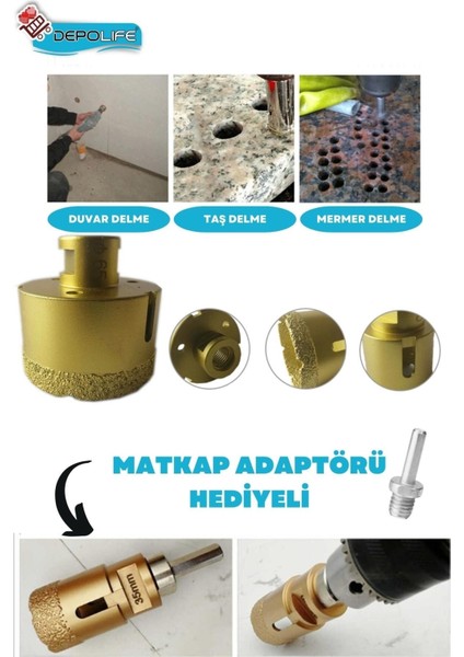 30 mm Granit Mermer Seramik Fayans Beton Taş Delme Panç Spiral Avuç Taşlama Matkap Uyumlu M14 Aparat fiyatları