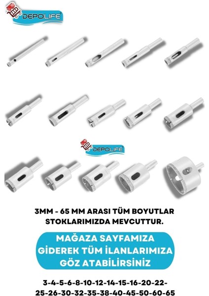 6mm Mermer Granit Fayans Cam Yuvarlak Delme Panç Elmas Uç Yuvarlak Açma Matkap Için Karot