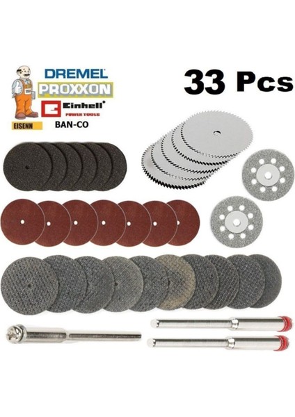 Gravür Kalıpçı Makinaları Için Taşlama Kesme Zımparalama Disk Seti Elmas Metal Plastik Ahşap 33 Pcs modelleri