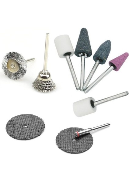 Mini Atşlama Benzeri Metal Ahşap Kesme Fiber Disk Taş Zımpara Tel Fırça Seti 10 Parça Vız Vız Set