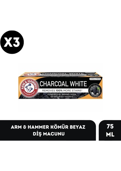 Arm Hammer Kömür Beyaz Diş Macunu - Charcoal White 75 Ml X3 Adet