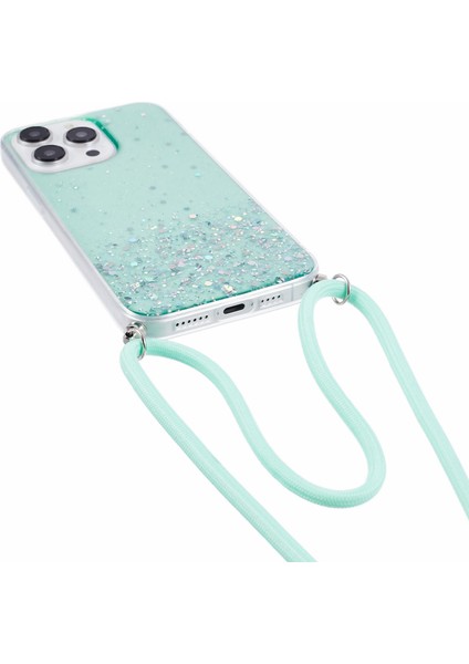 iPhone 14 Pro Max Cep Epoxy Tpu Lanyard Parıltı TeIefon Kılıfı (Yurt Dışından)