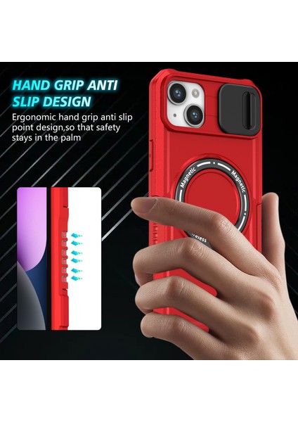 iPhone 14 Manyetik Koruyucusu Kayar Lens TeIefon Kılıfı (Yurt Dışından)